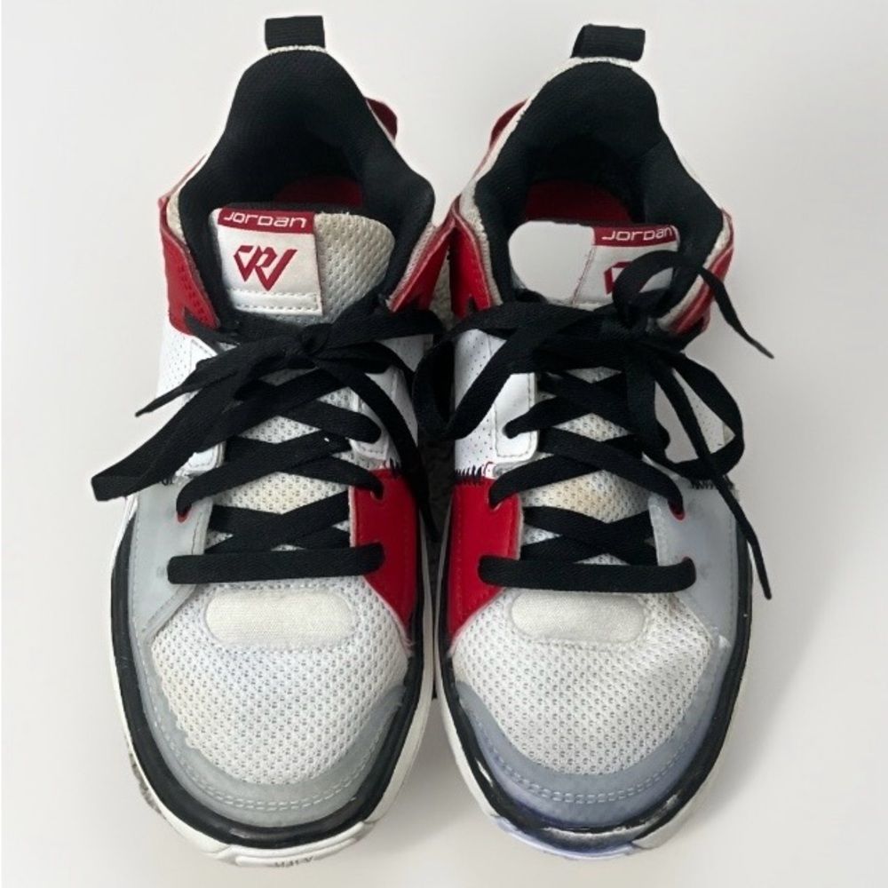 Size 4Y- Air Jordan One Take 5 White Black basketball Red